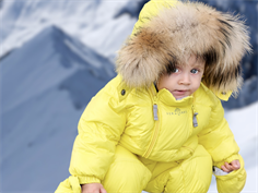 Ver de Terre yellow baby down snowsuit  